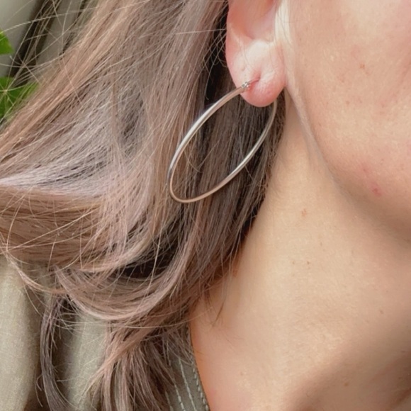 Stainless Steel Non Tarnish Classic Hoop Earrings 50mm - Picture 12 of 12